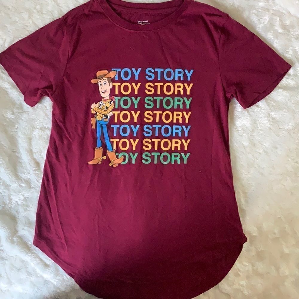 Disney Pixar Women’s TShirt Size S Burgundy Toy Story 4 Short Sleeves